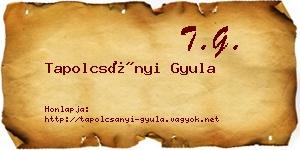 Tapolcsányi Gyula névjegykártya